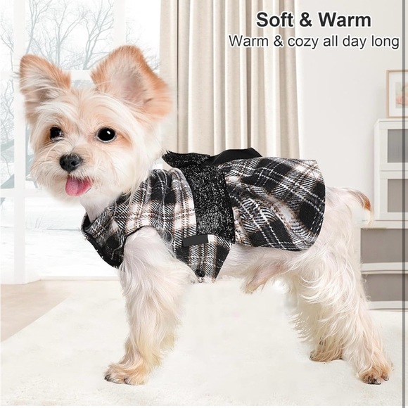 Dress Plaid Dog Sweaters for Small Dogs Girl Winter Pet Dress Small Dog Outfits - Picture 4 of 9